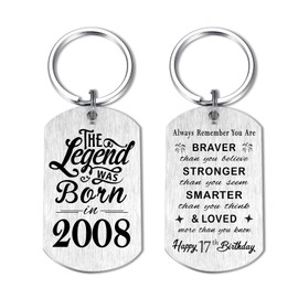 Yobent 17th Birthday Gifts for Him Boys Men 2008, 17 Year Old Birthday Gifts for Her Women, Happy 17th Birthday Keyring, The Legend was Born in 2008