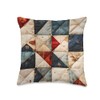Retro Geometric Patchwork Quilt Style Pattern Throw Pillow