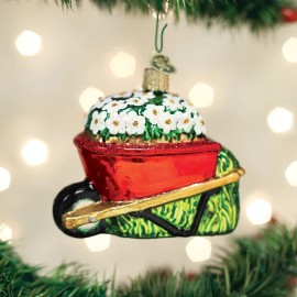 OLD WORLD CHRISTMAS WHEELBARROW BLOWN GLASS CHRISTMAS ORNAMENT 36236