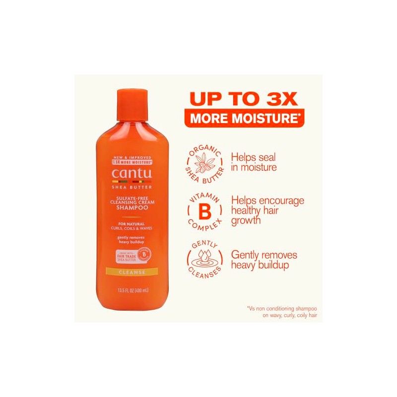 Cantu Champú de crema de limpieza sin sulfato, 13.5 oz