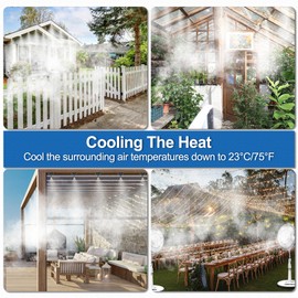 Misting System for Patio 80FT(24M), Water Mister Hose for Outdoor, Backyard Mist for Outside, Garden, Greenhouse, Deck, Umbrella, Canopy, Pool, Porch, Trampoline Sprinkler, Kids, Park, Chicken, Dog