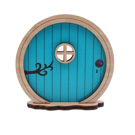 Simaixing Fairy Door for Garden, Miniature Elf Door for Wall, Fairy Garden Accessories Outdoor for Trees and Tree Trunk, Mini Arch Fairy Tale Door Courtyards Decoration (Blue)