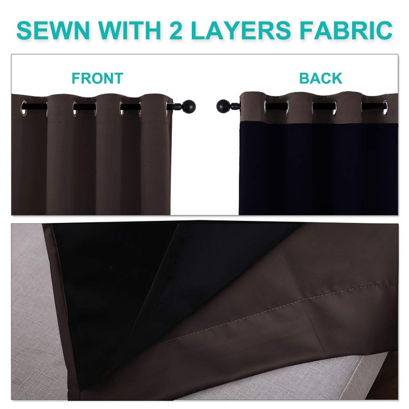 NICETOWN 100% Blackout Curtain 45 inches Length, 2 Thick Layers