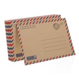 TEHAUX 48pcs Vintage Airmail Stationery Set Retro Kraft Envelopes and Letter Papers for Weddings Invitations and Personal Letters Complete Set with Lined Design and Greeting Cards