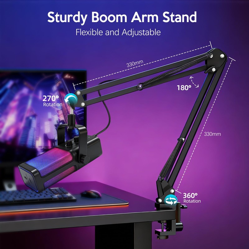 VCOM USB Microphone for PC,Condenser Dynamic Boom Arm Mic for
