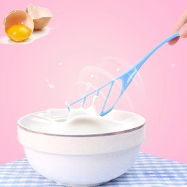 2 Pcs Plastic Egg Whipper Small Egg Beater Egg Beater Manual Multifunction Mini Whisks for Cooking Blending Whisking Mixing Frothing & Stirring (Random Color)