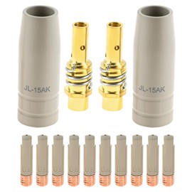 14Pcs 0.8mm KP1939-1 15AK Mig Welding Torch Nozzle Tips Kit With Insulating Coating for Slag Protection, Metal Workers