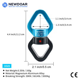 NewDoar Swing Swivel,30KN CE Certified Micro Rotator Swivel Device for Swing Aerial Dance/Yoga/Swing/Hanging Hammock/Rock Climbing Tree Arborist（Blue Black）