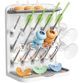 Lifewit - Estante de Secado de biberones para 15 Botellas, tapete de Secado, Caja de chupetes extraíble, Bandeja de Goteo, Estante Vertical para Accesorios de biberones, pajitas con Peso, Piezas de
