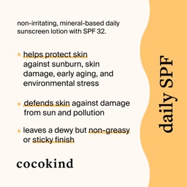 Cocokind Daily SPF, Mineral Face Sunscreen with Zinc Oxide, SPF 32, Reef Safe, Unscented, All Skin Types, Non-Toxic, Cruelty Free, 1.7 fl oz