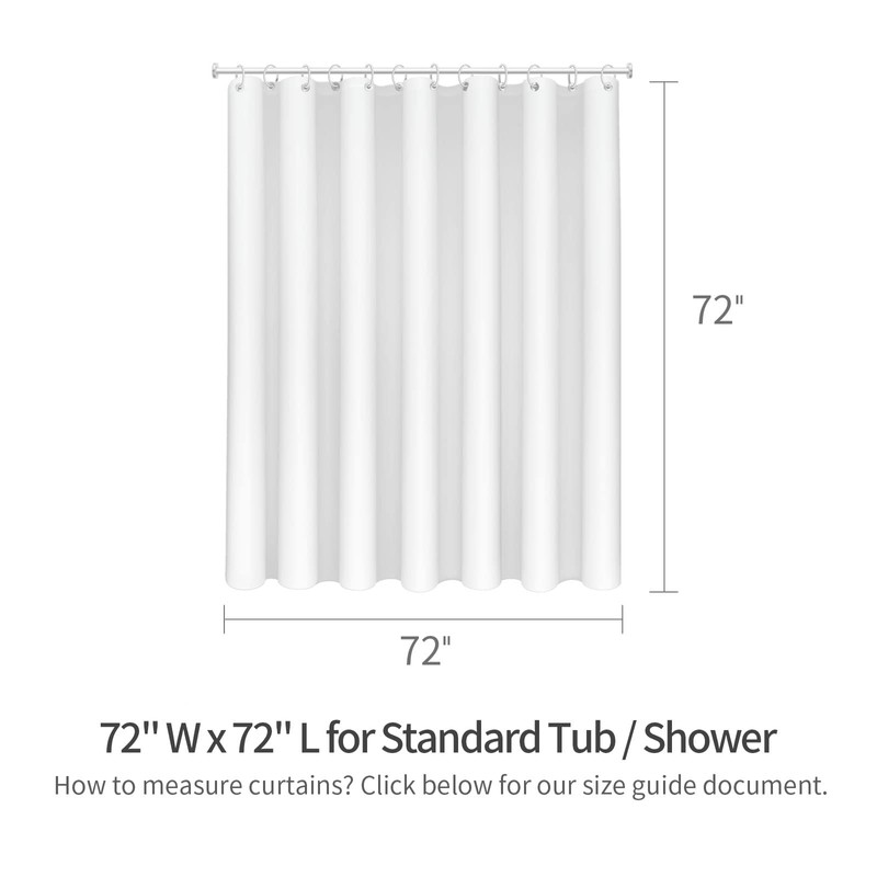 MitoVilla White Fabric Shower Curtain Liner - Heavy, Simple Shower