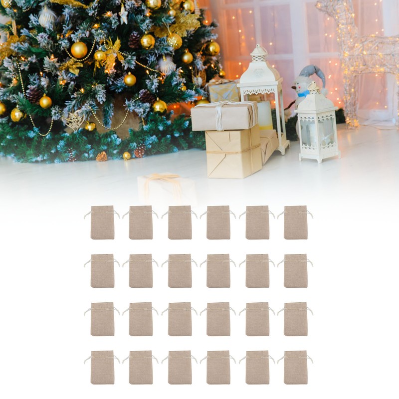 24Pcs Christmas Advent Calendar Drawstring Bags Reusable Hanging Countdown Pouch