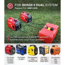 HND1.2CD Dual System Extended Run Generator Fuel Kit for Honda EU1000i, EU2000i, EU2200i, Polaris P1000i, Champion 2000, Generac and Kipor Generators (Without Fuel Tank)