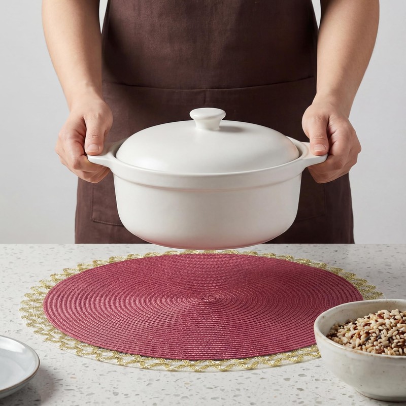 DRMHM Round Placemats Set of 8 Woven Placemats for Dining
