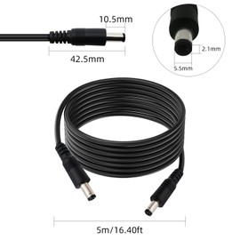IMIYORE DC5.5x2.1mm 12V Male to Male Cable 18AWG Male to Male Extension Cable 12V Emergency Power 5521 Connector(16.4ft-2pcs)