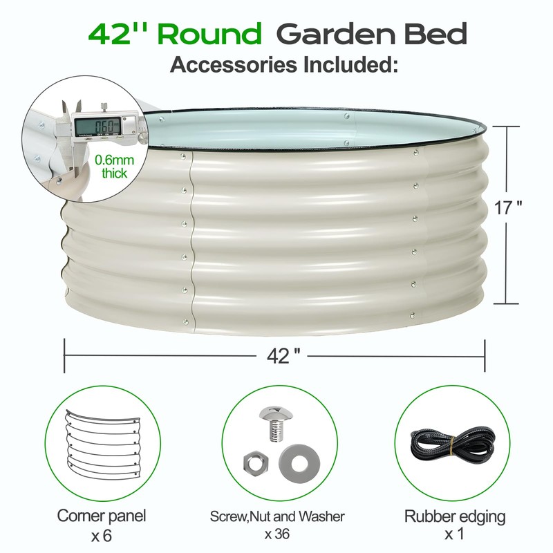 Aoodor 17" Tall 42" Metal Raised Garden Bed, Outdoor Planter