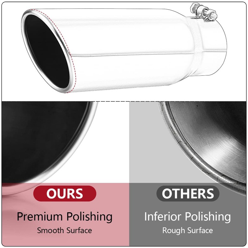 LCGP 3 Inch Inlet Exhaust Tip,3" x 4" x 12",Bolt