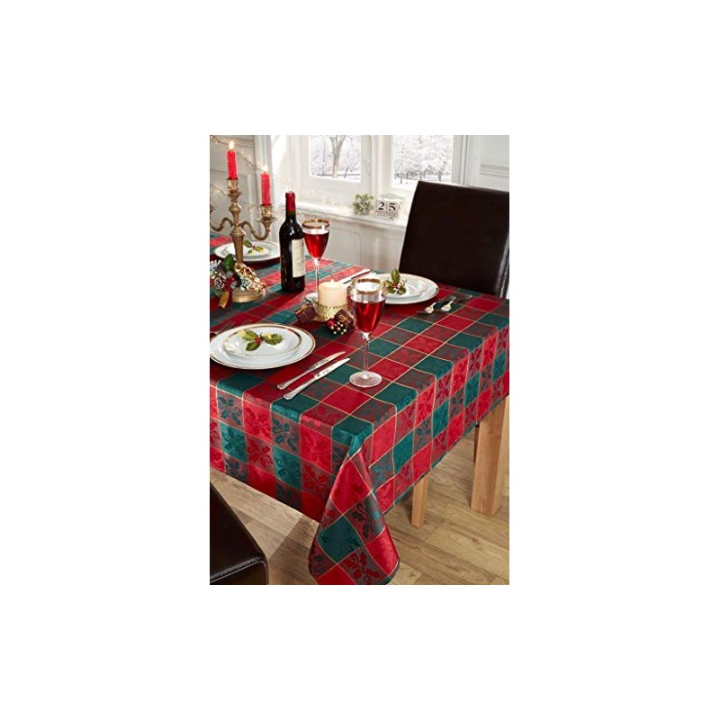 Emma Barclay Christmas Check Table Cloth, Rectangular Machine Washable Xmas