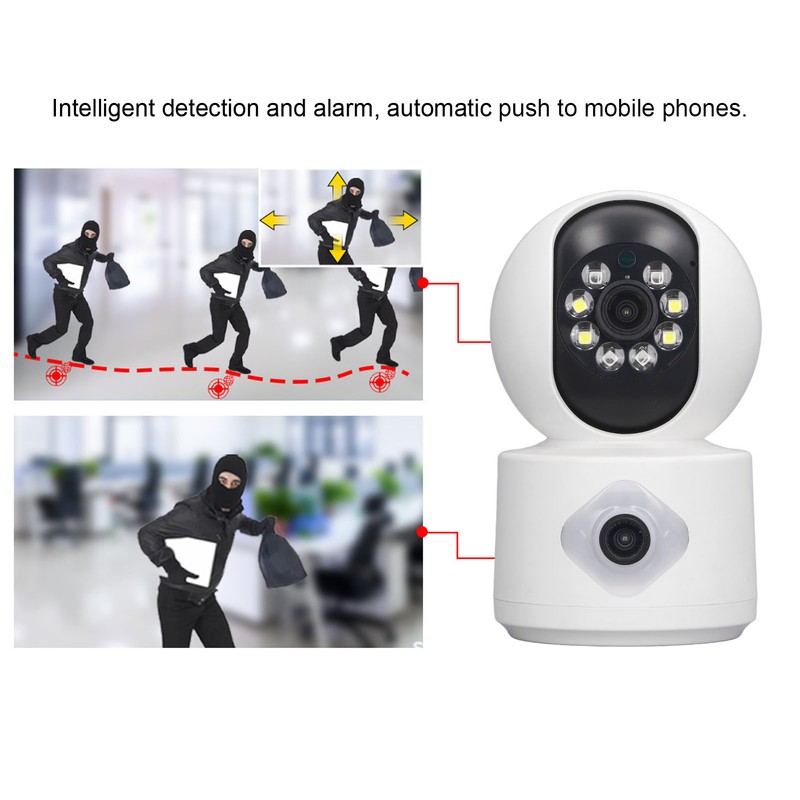 Home Security Camera 2MP Dual Lens Night Vision Remote Control