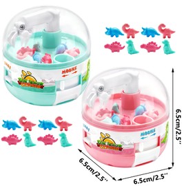 Uooker Mini Claw Arcade Machine, 2 Pcs Mini Dinosaur Toy Grabber Machine for Kids, Manual Portable Grabber Animals Prize Dispenser Vending Machine Toy for Boys Girls Christmas Birthday Party Gifts