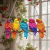 5 Birds Suncatcher for Window Hanging- Hand-Painted Bird Stained Window