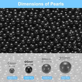 sourcing map 2500Pcs Faux Pearl for Vase Filler, 6mm No Hole ABS Round Pearls for Crafting, Jewelry Making, Vase Filler, Cosmetic Boxes, DIY Parts, Table Scatter, Home Decoration, Black