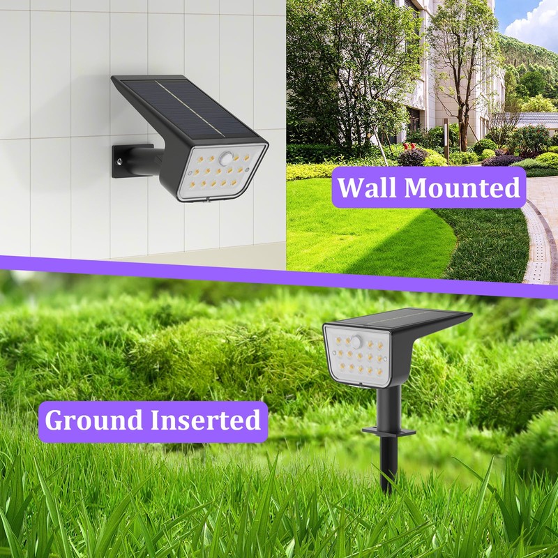 Solar Spot Lights Outdoor Motion Sensor: 2 Pack Solar Outdoor