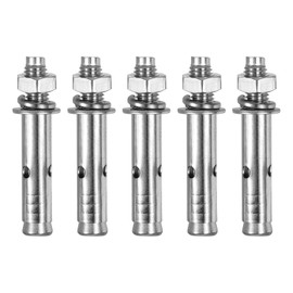 DTGN M8 x 60 Expansion Bolts - 5Pack- Good for Concrete Dry Brick Block Walls - 304 Stainless Steel - Silver