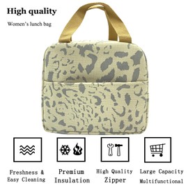 Hyhxich Lunch Bag Women, Insulated Lunch Box for Adult Men, Reusable Lunch Tote Bag for Work,Beach,Picnic or Travel(White beige)