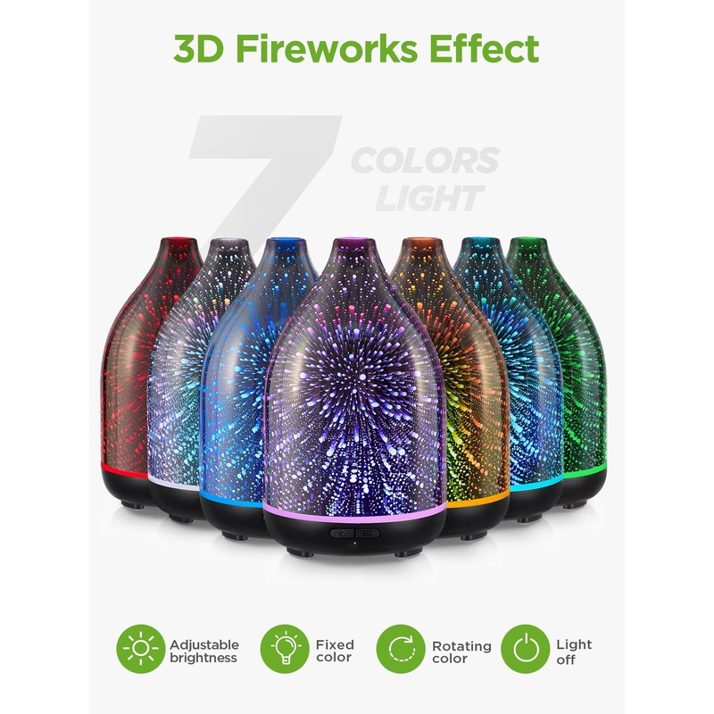 InnoGear Essential Oil Diffuser, 150ml Handmade 3D Glass Aromatherapy Defuser