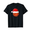 Xmas Santa Hat Christmas Basketball T-Shirt, black