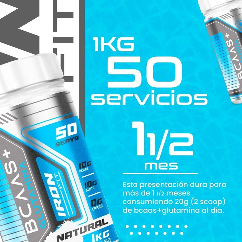 Aminoácidos Bcaas Glutamina Iron Fit 1kg Cu 2 Piezas