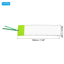 PATIKIL Bookmark Magnifying Glass with Ruler, Pack of 4, 3X Magnification Sheet, Page Magnifying Glass Lens for Low Vision, Reading Book, Magazine, Newspaper, Green