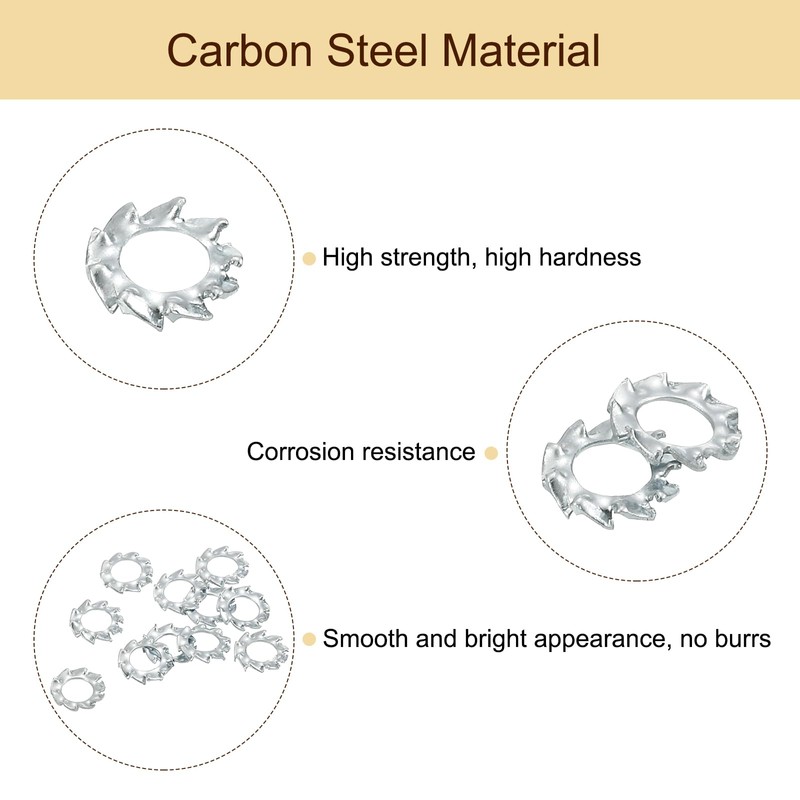 uxcell 100Pcs External Tooth Washers, M3 Steel Zinc Finish External