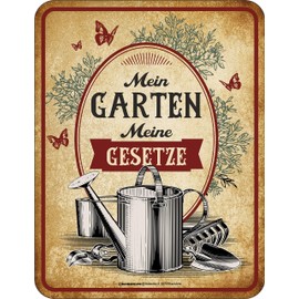 Original RAHMENLOS Decorative Tin Sign as a Gift for Gardeners – My Garden – My Laws
