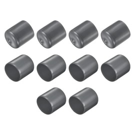 sourcing map 10pcs Rubber End Caps 28mm ID Vinyl Round End Cap Cover Screw Thread Protector Dark Grey