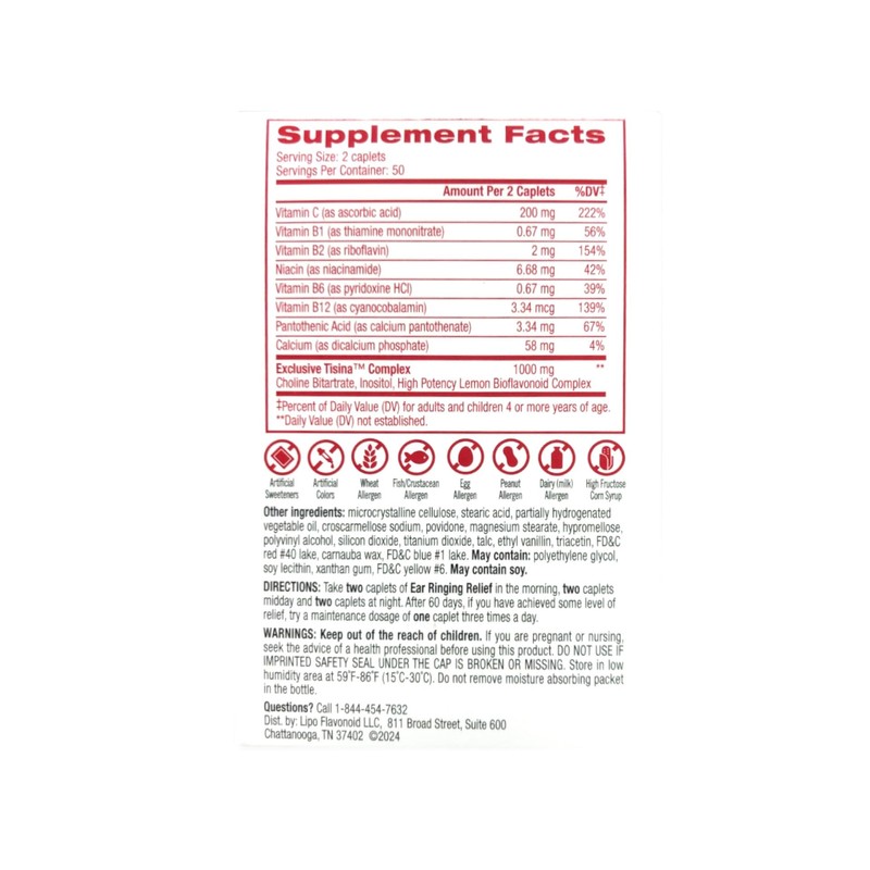 Lipo-Flavonoid Plus Dietary Supplement, For Ear Health 100 ea Pack