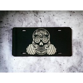Unbranded Skull, Weightlifting design!  Laser Engraved Front License Plate.