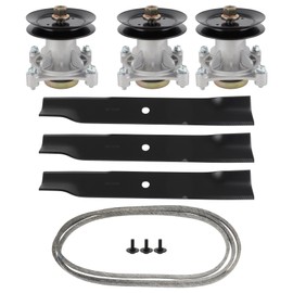 ACEBRI Deck Rebuild Kit 52" for Hustler Super 604214 Spindle 795526 Blade 791988 Belt for Hustler Super Z. High Lift Include 1 Drive Belt 3 Spindle Assembly 3 Mower Blades 3 Pulleys