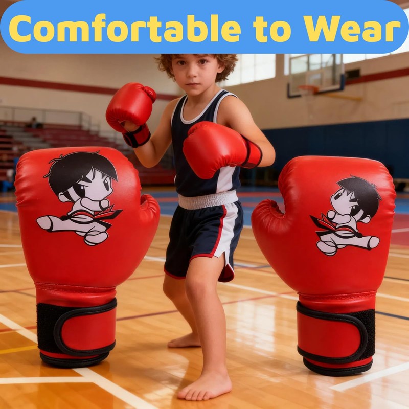Boxing Gloves - Red, Blue, Cartoon Design - 16 Oz