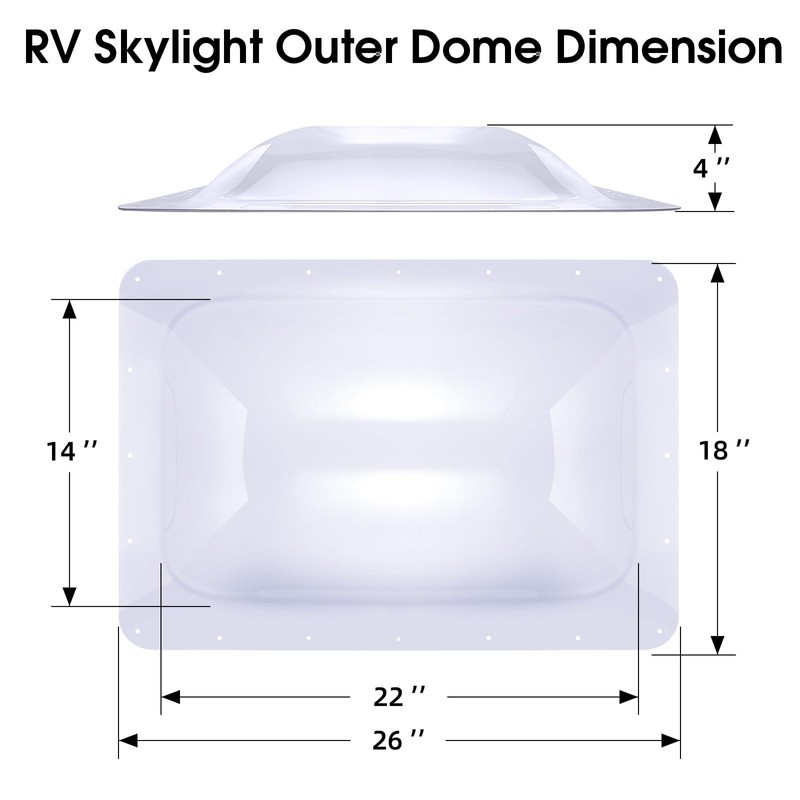 RV Skylight Replacement Bundle,18" x 26" RV Shower Skylight Cover