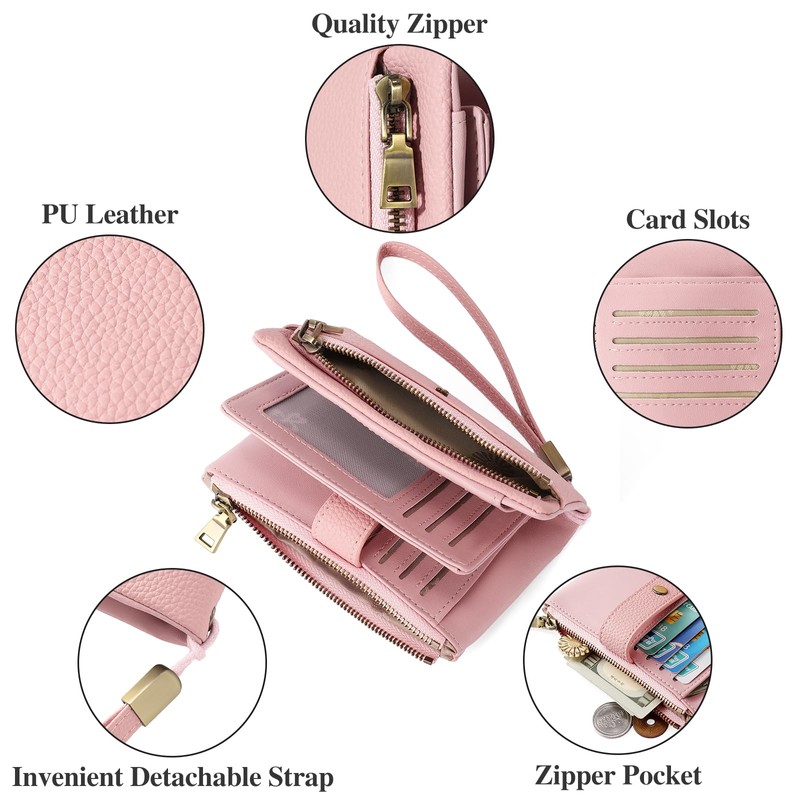 SENDEFN Purses for Women, Medium Size, Triple Foldable Leather Purse,