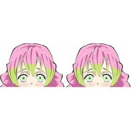 Anime Peeker Sticker for Car, Laptop etc. Pack of 2, 12 cm, Weatherproof and UV-Resistant (Mitsuri)