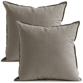 Jeanerlor Pack of 2 24 x 24 Inch Cotton Linen Soft Soild Decorative Square Throw Pillow Covers Green Cushion Case Set for Bedroom/Sofa/Car 60 x 60 cm, Gray