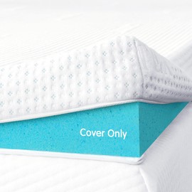 CHUN YI Mattress Topper Cover (Cover Only) Cal King Size, 4 Inch Zippered Mattress Protector Rayon Made from Bamboo, Mattress Encasement with Adjustable Straps