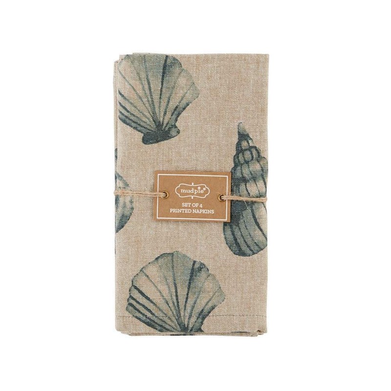 Mud Pie Shell Dinner Napkin Set, 18" x 18", Brown,