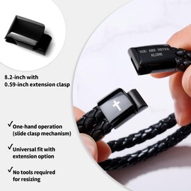 Alissl Men's Leather Bracelet with Cross Bible Verse, Double Layer Black Leather Bracelet for Men, Christian Religious Inspirational Graduation Gift for Him Men Dad Husband
