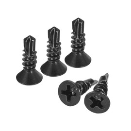 uxcell #8 x 1/2" Sheet Metal Screws, 50pcs Black Oxide 410 Stainless Steel Flat Head Phillips Drive Self Drilling Screws