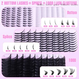 Volume Lash Clusters with Spikes Mink Eyelash Clusters with 2 Styles Bottom Lashes 100D Wispy Cluster Eyelash Extensions 380PCS Spiky Individual Lashes with Bottom Lash Clusters by Boahankuke