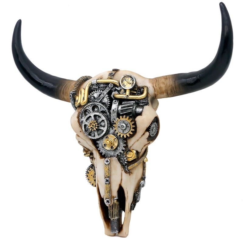 Steampunk Cow Skull Wall-Decor - Western Bull Head Skull Wall